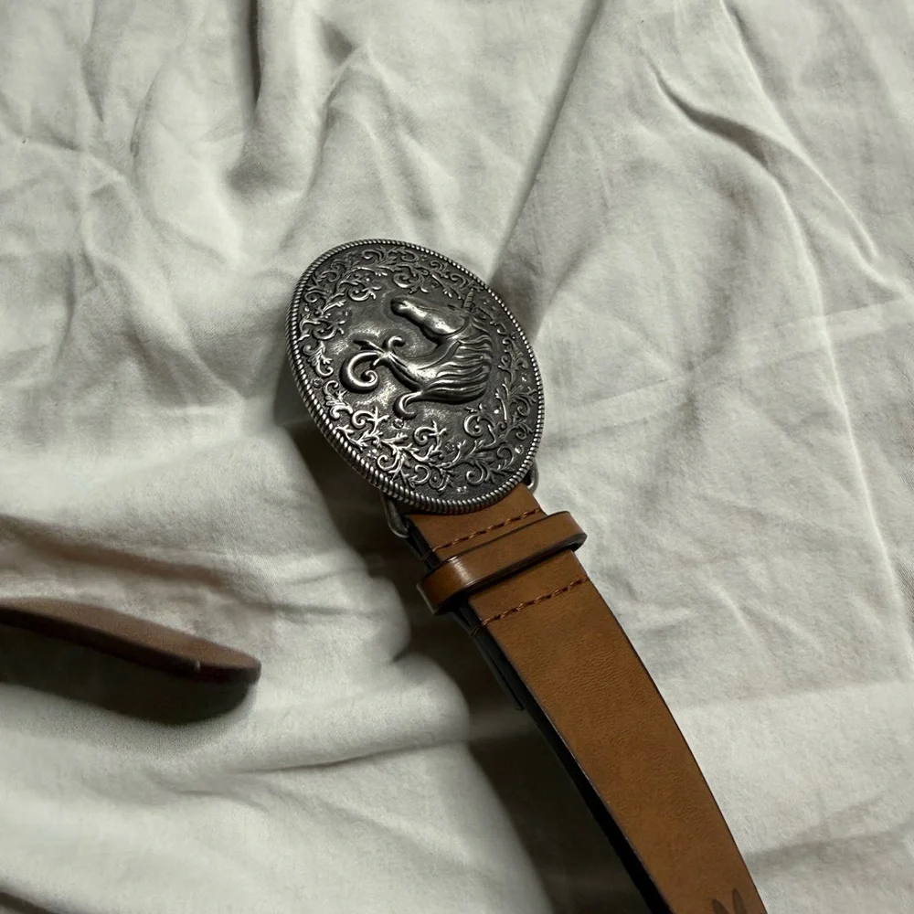Brown Leather kids belt with Silver Accents